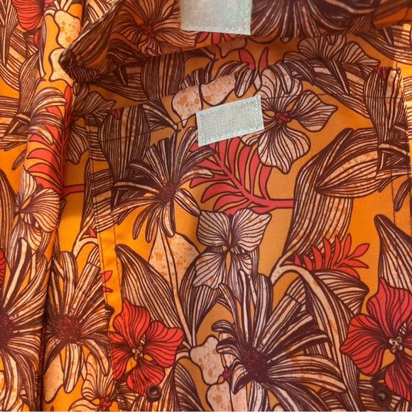 OCEAN COAST XXL MENS HAWAIIAN SHIRT ORANGE CORAL BUTTON DOWN SS POCKET - Picture 5 of 16